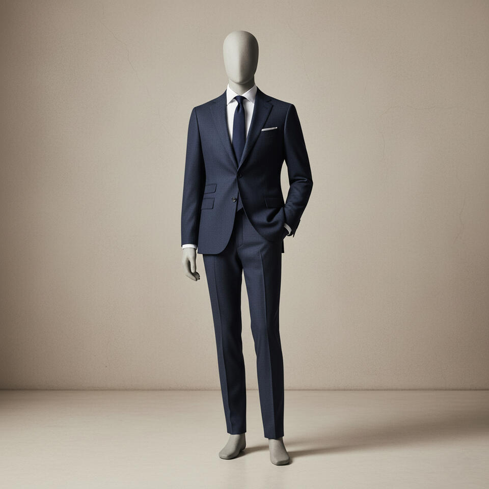 Classic navy suit tailored for timeless elegance