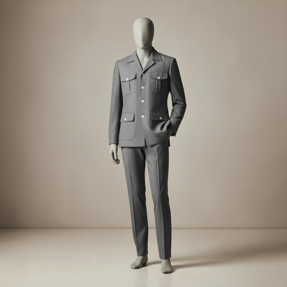 Elegent safari suit designed for refined charm